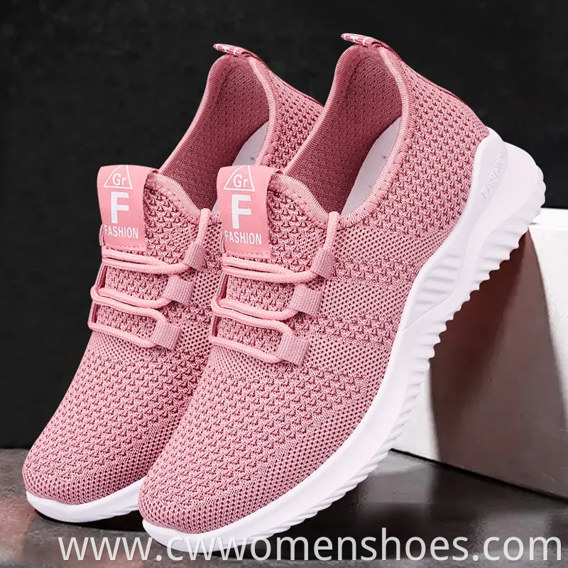 Wholesale Women's Running Shoes Fashion Slip on Walking Tennis Sneakers Lightweight Breathable Mesh Casual Sports Shoes